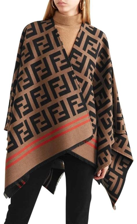 fendi scarf ladies|fendi poncho long fur cape.